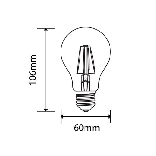 LED Filament Peer lamp 6W Dimbaar E27 A60 - 2700K | Warm Wit