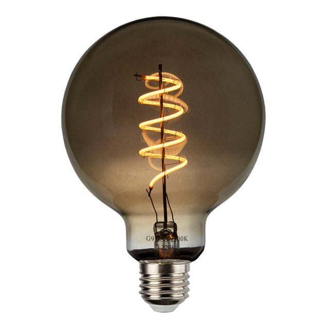 LED Filament Globe lamp smoked - spiraal | 95mm | 4 Watt | Dimbaar | 2200K - Extra warm