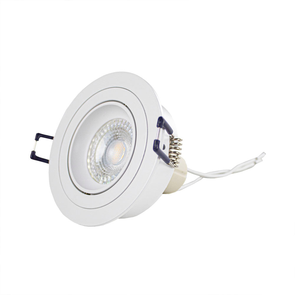 LED armatuur inbouw wit rond 80 mm voor gu10 spots - armatuur liggend met spot en fitting