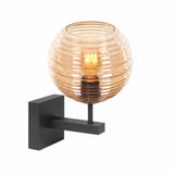 LED wandlamp zwart E27 fitting dimbaar - met gouden lampenkap