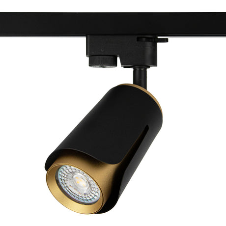 LED 1-fase railspot rond | GU10 fitting | Zwart / Goud | Uit foto