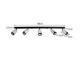 Vijf dubbel opbouwspot | Zwart/ Wit| 5x GU10 fitting | Afmetingen