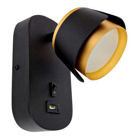 Bedlamp Zwart/ Goud | Tulip | USB+C oplaadpoort | GX53 fitting | Uit foto