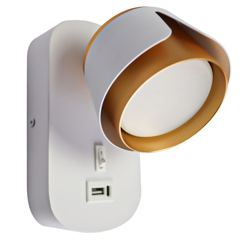 Bedlamp Wit/ Goud | Tulip | USB+C oplaadpoort | GX53 fitting | Uit foto