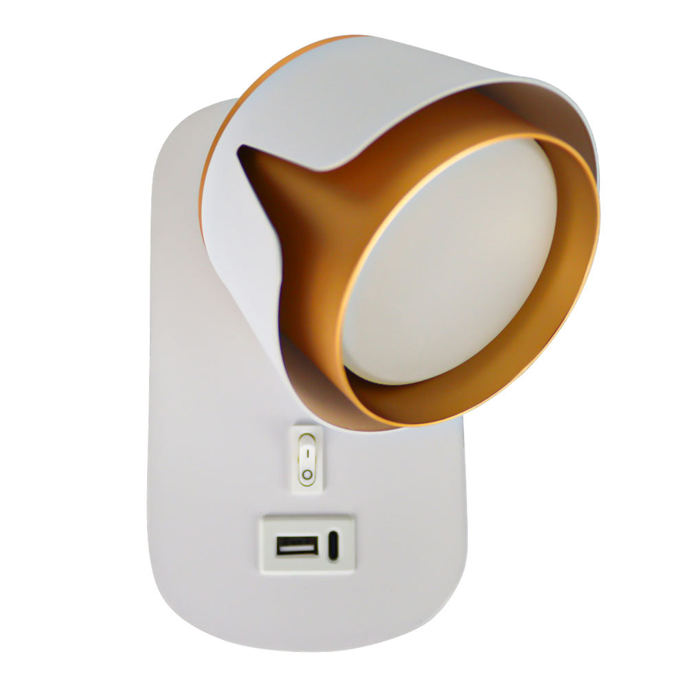 Bedlamp Wit/ Goud | Tulip | USB+C oplaadpoort | GX53 fitting | Voor perspectief