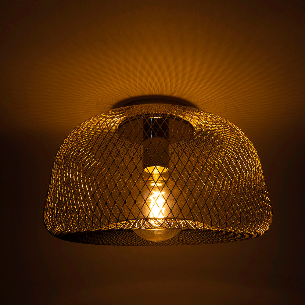 Gouden Industriële plafondlamp - E27 fitting - 30cm - sfeerfoto