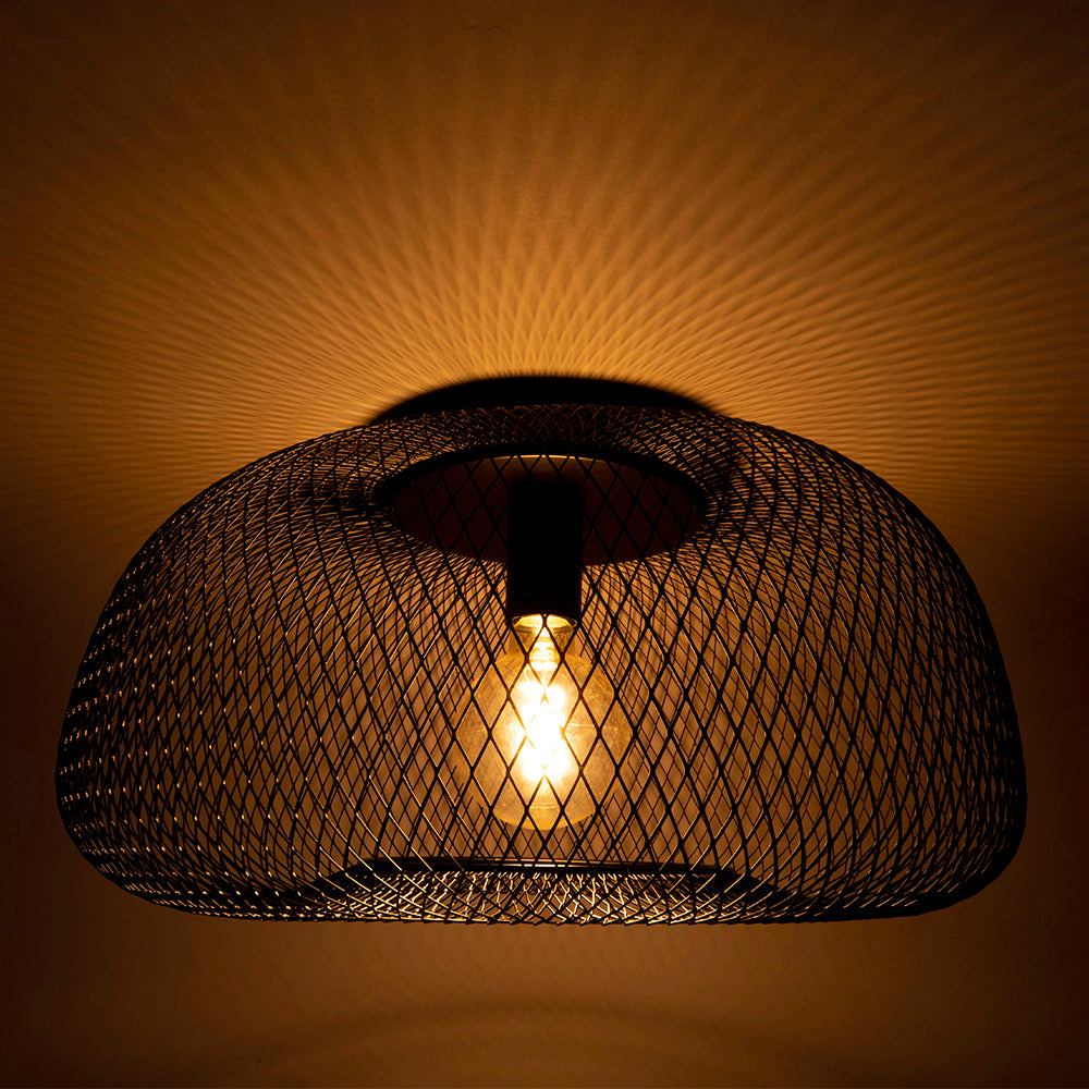 Zwarte Industriële plafondlamp metaal - E27 fitting - 50cm - sfeerfoto