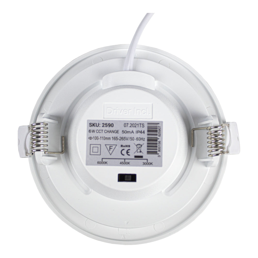 LED inbouw downlight | 6W | Dimbaar | CCT - Kleurwissel - achteraanzicht