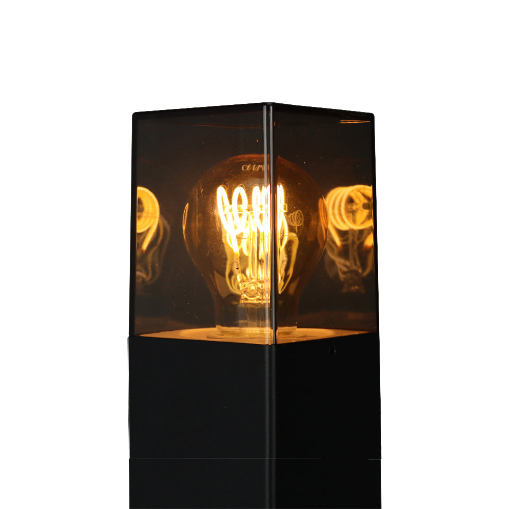 LED Tuinpaal - Staande buitenlamp met Smoked Glas | 50cm | Zwart | IP54 - Denver - close up foto