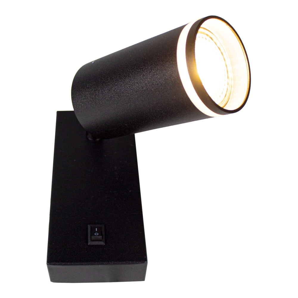 LED Wandlamp GU10 fitting zwart optioneel dimbaar - spot gekanteld