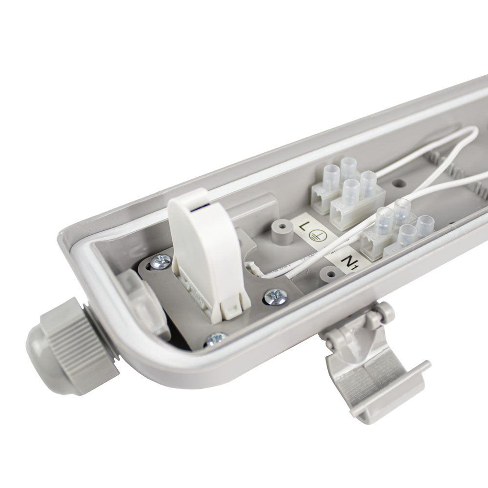 LED TL Armatuur | enkel | 120cm | Eco serie | Waterdicht | incl. LED TL Buis 18W - 4000K | Aansluiting