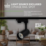 LED 3-fase railspot zwart met gu10 fitting optioneel dimbaar - ip-waarde