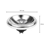 LED AR111 spot - GU10 - Zwart - 12 watt - Dimbaar - 24° stralingshoek - afmetingen