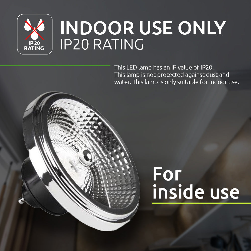 LED AR111 spot - zwart - GU10 fitting - dimbaar - inside use