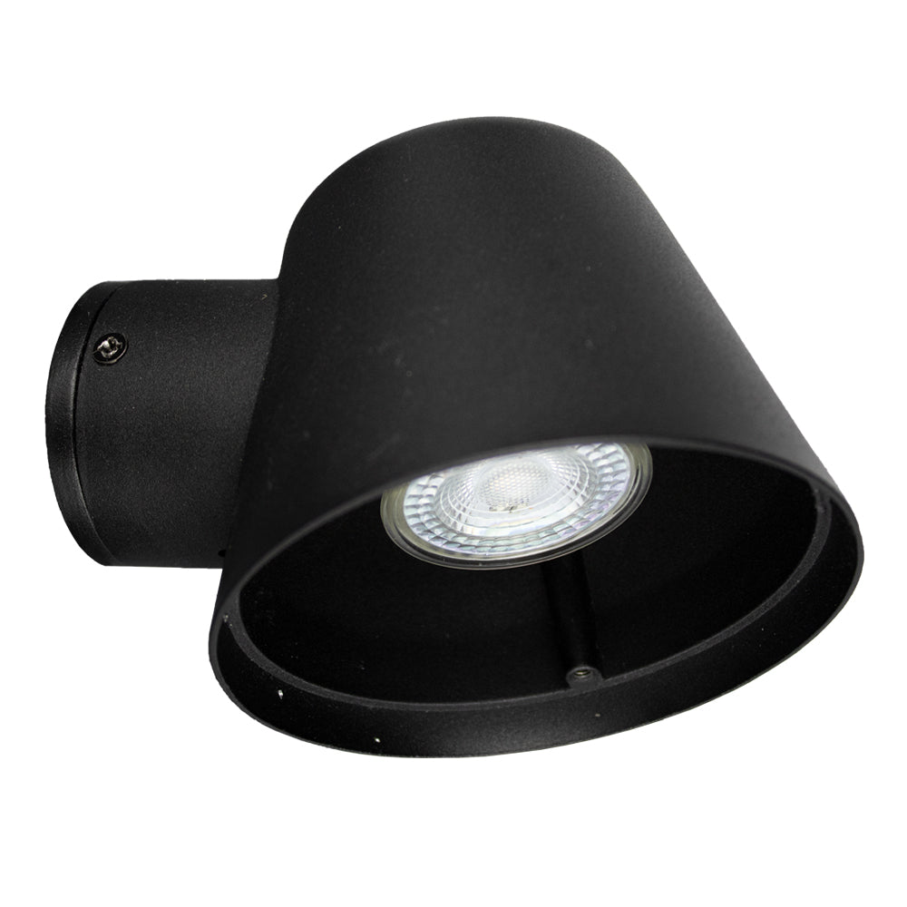 LED Buiten Wandlamp GU10 fitting IP43 Zwart - binnenkant met spot