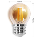 LED filament E27 amber lamp dimbaar goud glas - afmetingen