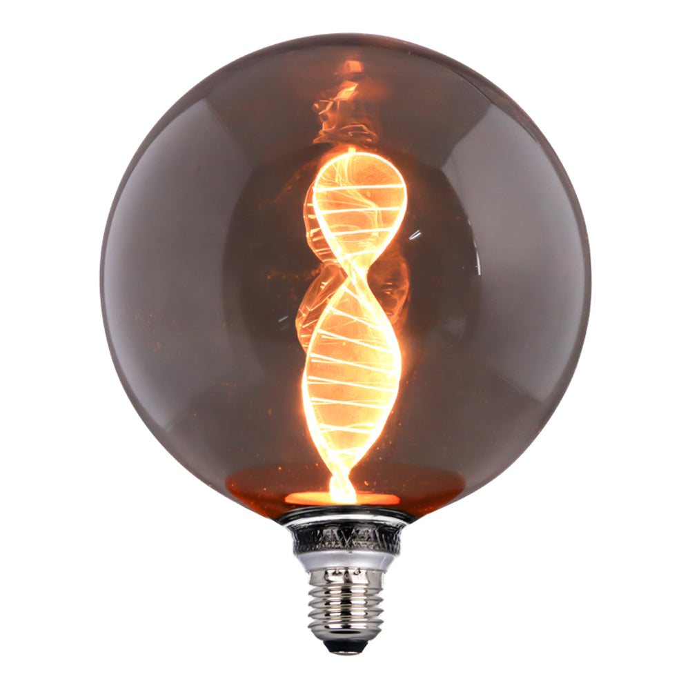 LED Filament Smoked lamp Globe 125mm 4 Watt Dimbaar 1800K - lamp aan