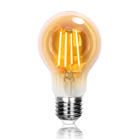 LED filament E27 amber lamp niet dimbaar goud glas - vooraanzicht lamp aan