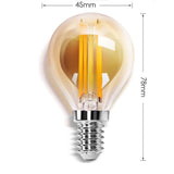 LED filament E14 amber lamp dimbaar goud glas - afmetingen