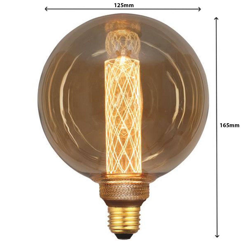 LED filament lamp E27 globe dimbaar G125 - vooraanzicht afmetingen