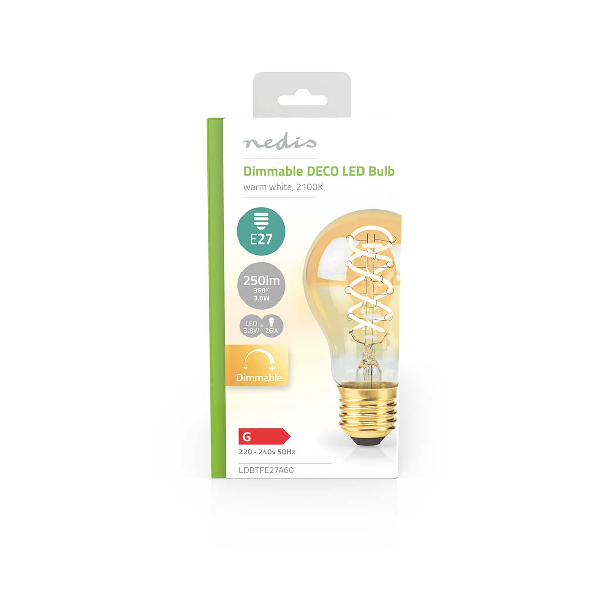 LED Filament lamp - dimbaar - 3,8W - A60 - E27 - 2100K - verpakking