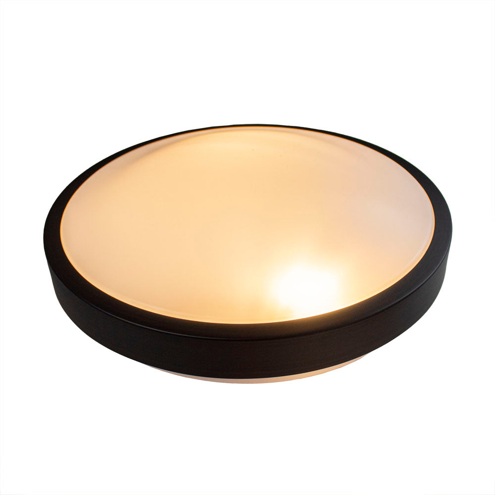 LED Plafondlamp met 2 x E27 fitting rond zwart met wit - lamp aan