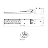 LED Straatlamp zwart PLAYA - Eco serie - 50W - IP65 - 100lm-w - 5000K - technische tekening