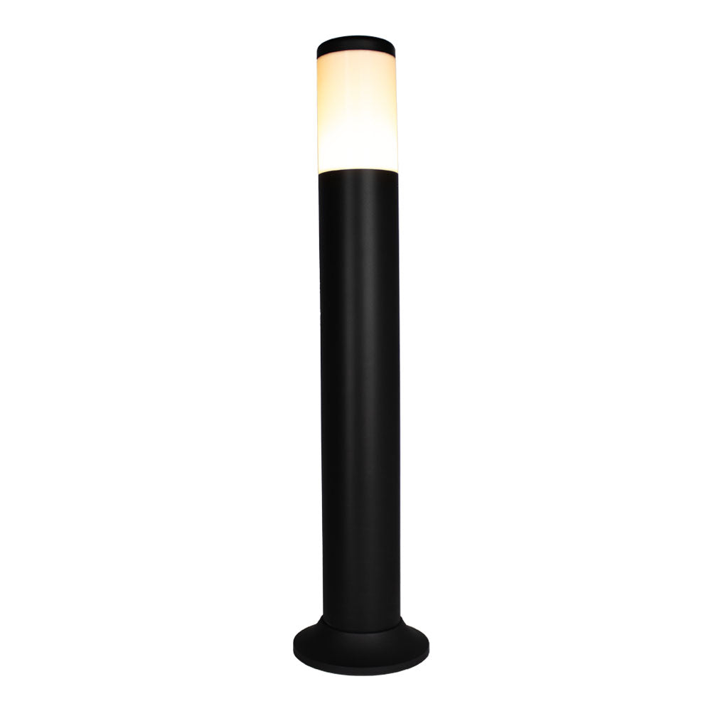 LED Tuinpaal - Staande buitenlamp | Rond | 70cm | Zwart | IP54 - DOLLY - vooraanzicht lamp aan