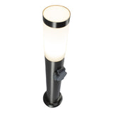 LED Tuinpaal - Tuinsokkel - zilver - incl. stopcontact - E27 fitting - rond - sfeerfoto