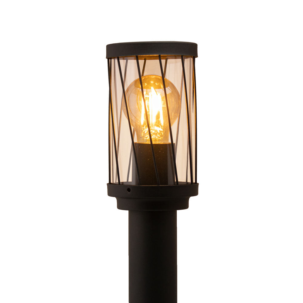 LED Tuinpaal - sokkel - Staande buitenlamp | 80cm | Zwart | IP44 - TOMBA - closeup lamp