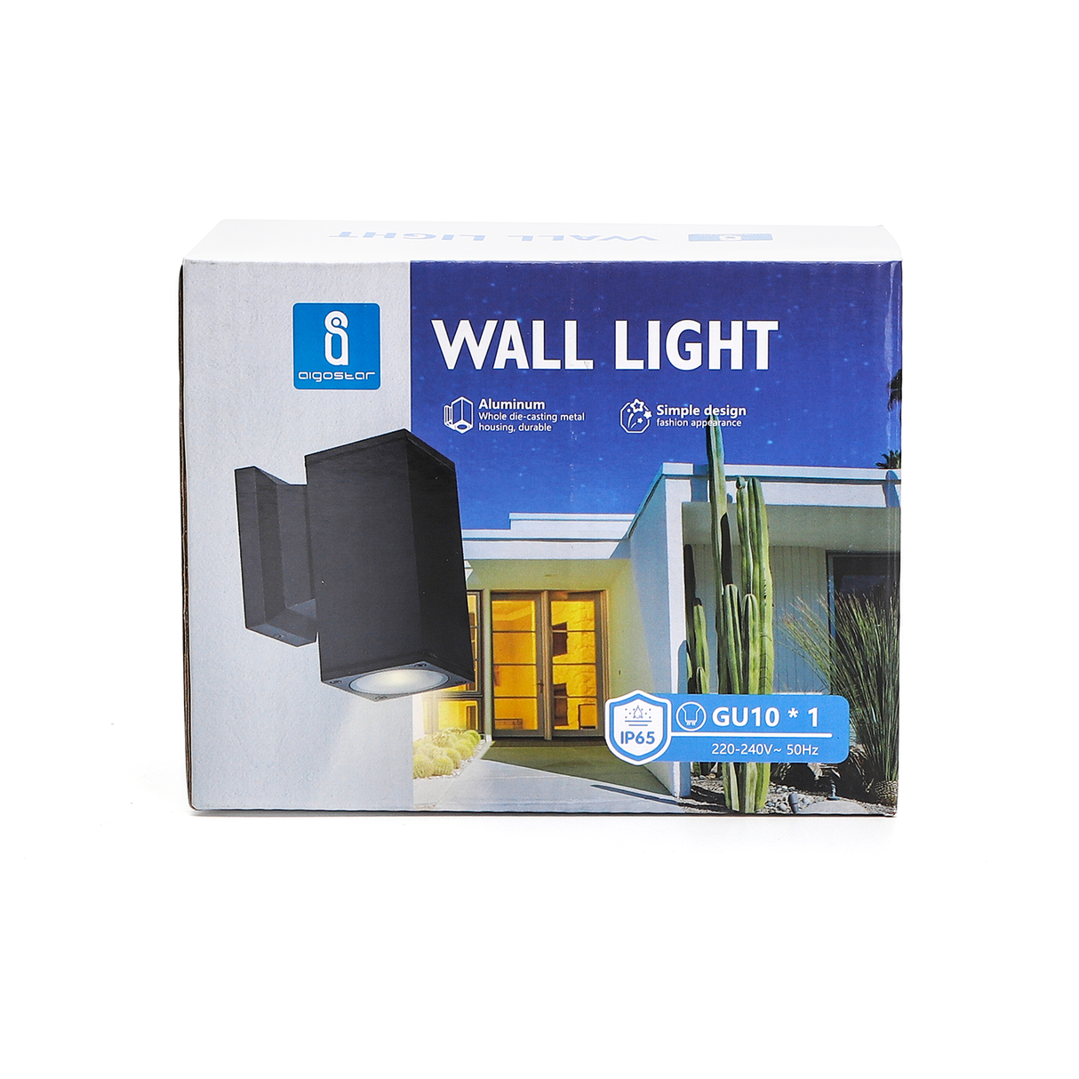 LED Wandlamp | vierkant | GU10 fitting | Zwart | IP65 | DIMBAAR