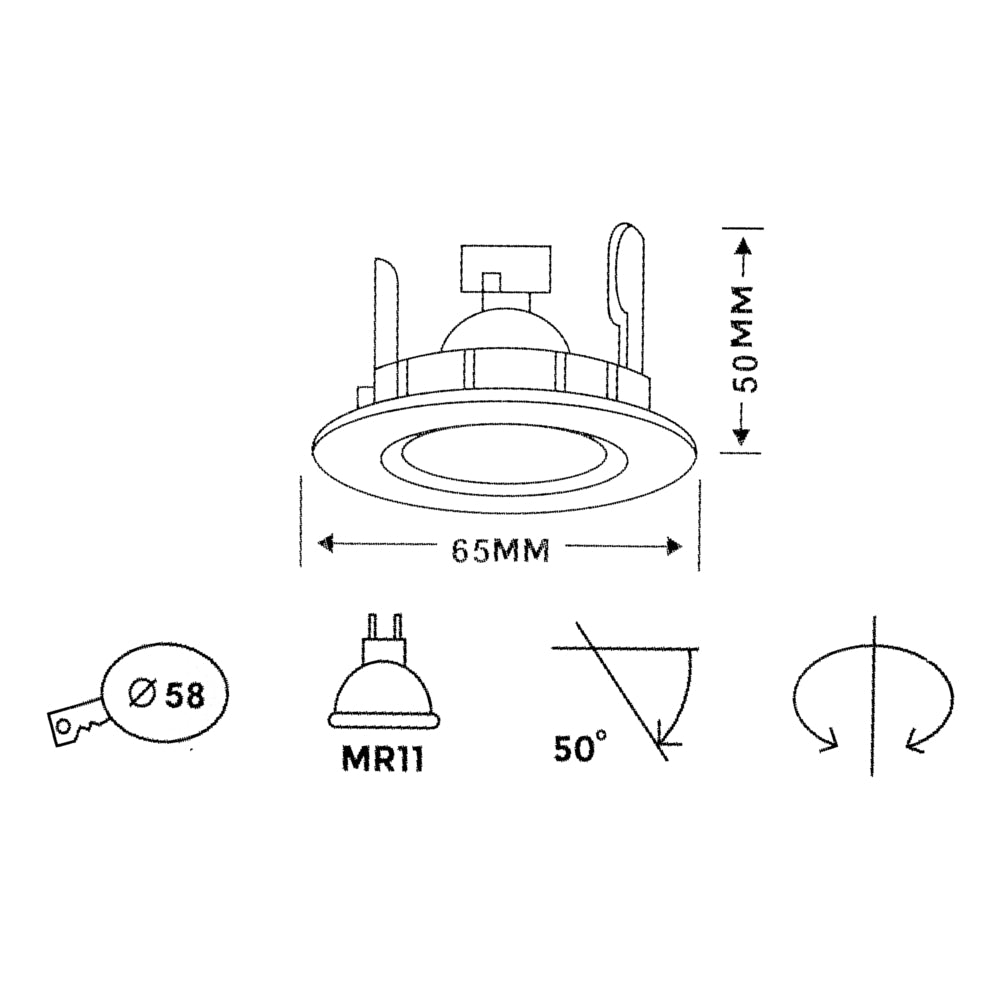 LED Spot Armatuur Kantelbaar | 57mm Wit