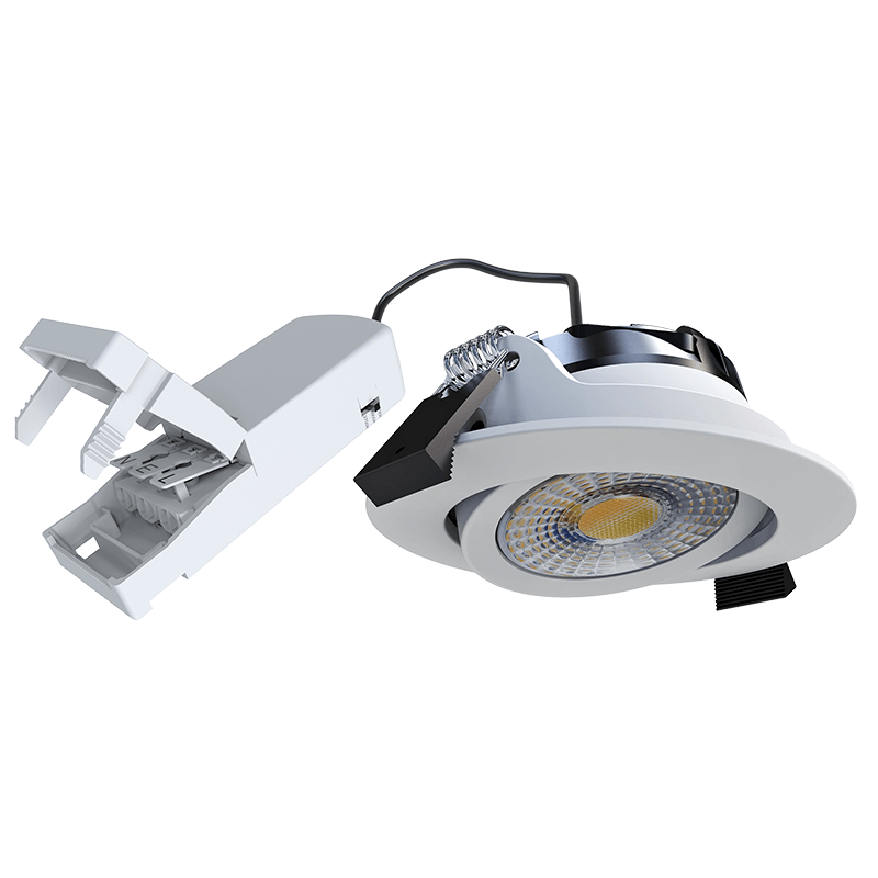 LED ondiepe Inbouwspot MIRAN - 6 Watt - Dimbaar - 68mm - Kantelbaar - Wit - Rond met doorlus driver