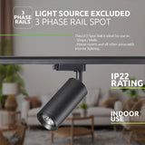 LED 3-Fase railspot zwart voor 3-fase rail met gu10 fitting - ip-waarde