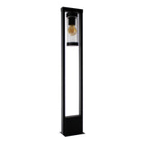 LED sokkel - Tuinpaal - Staande buitenlamp | E27 | 80cm | Zwart | IP44 - vooraanzicht met gouden lamp