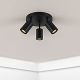 Smart opbouw plafond spot 3-voudig-rond-Zwart-Hue compatible-Incl. Zigbee spots-warmwit