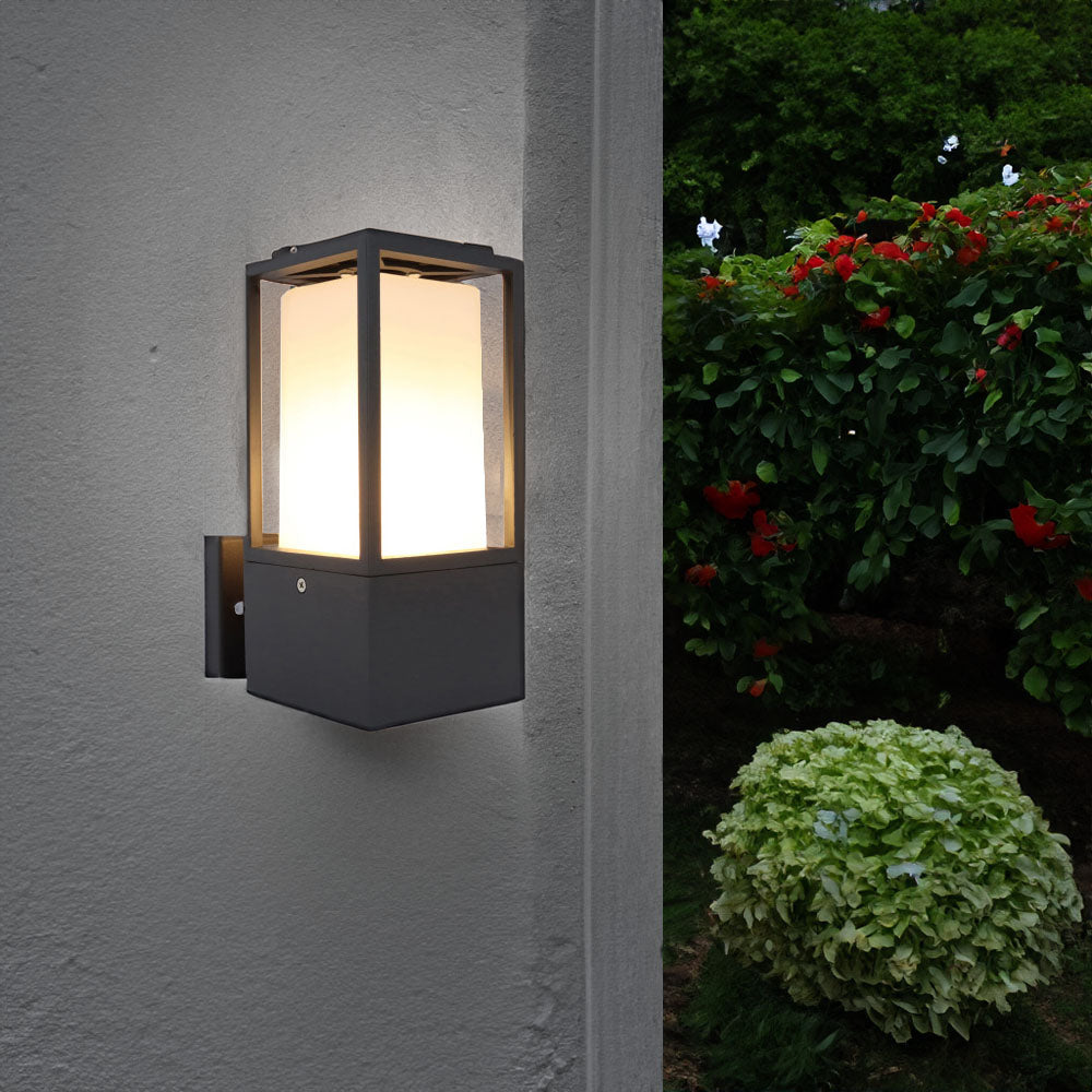 LED Vierkante wandlamp voor buiten | Melkglas | E27 | Antraciet | IP44