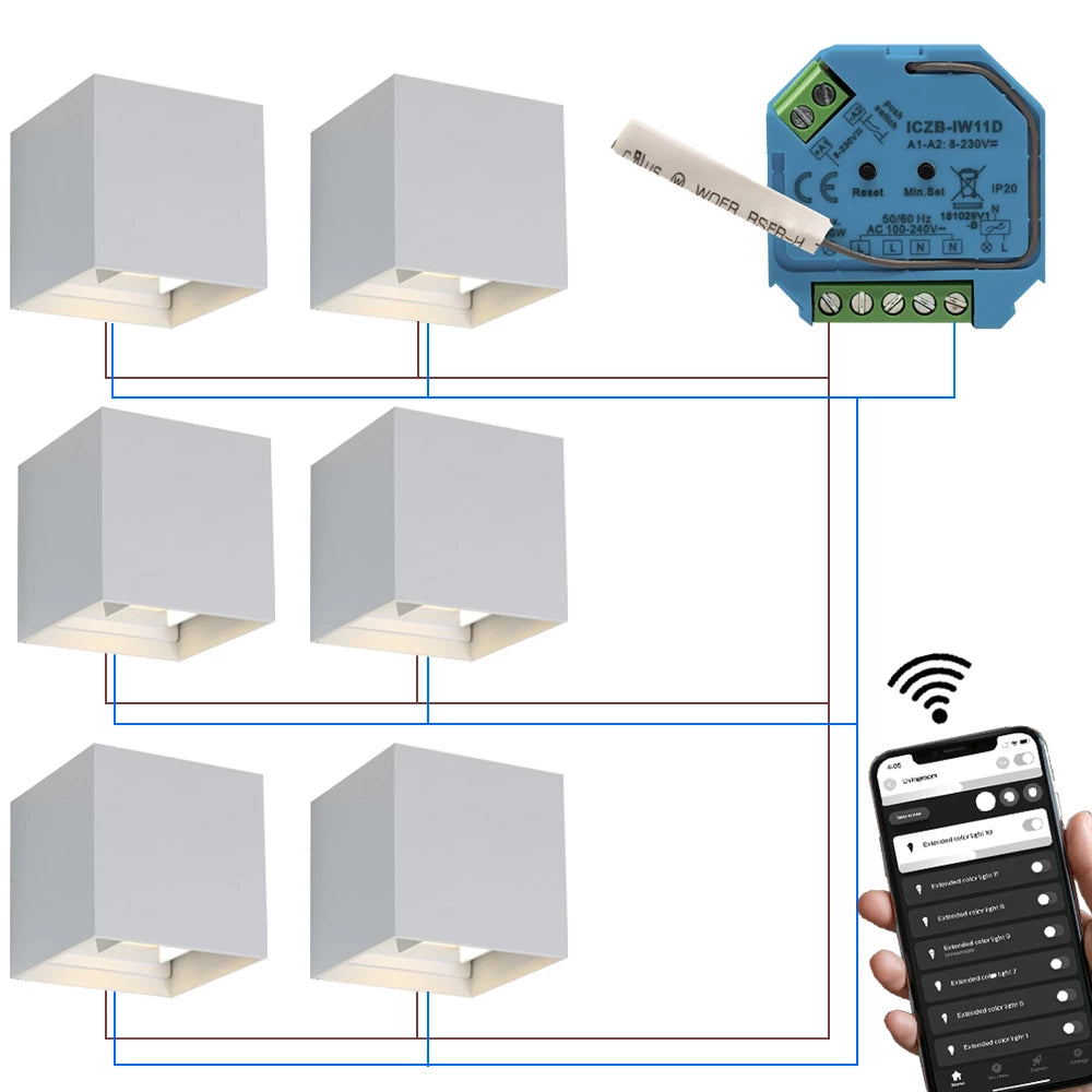 Smart | LED-Würfel-Wandleuchte 6W | DIMMBAR | IP65 | WEISS | 6 Stück | HUE-kompatibel
