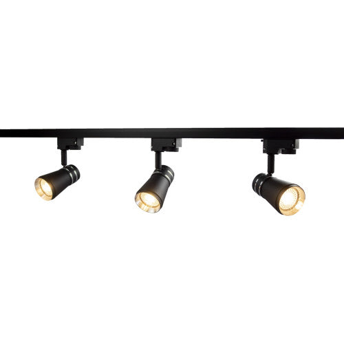 LED 1-Phasen-Schienen inklusive 3 Schienenstrahler | GU10-Fassung | Schwarz | 1 Meter