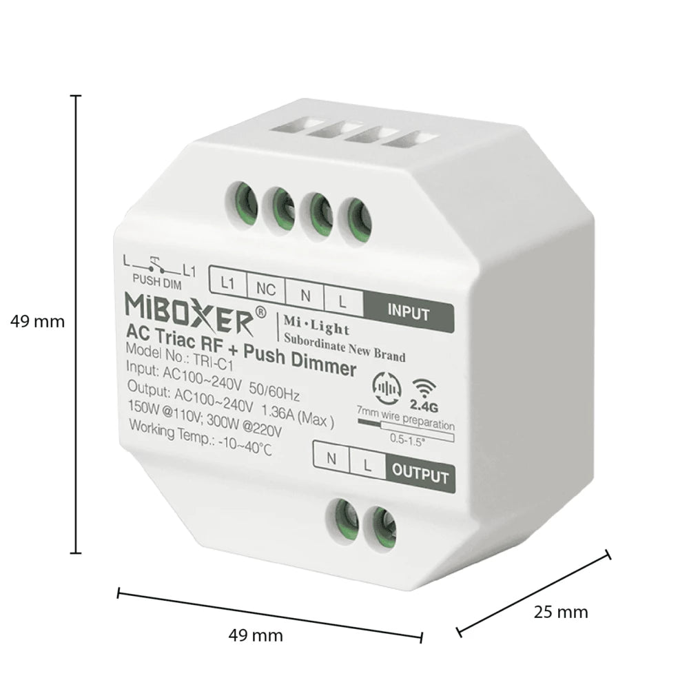 Bundle-Paket | 3x Triac-Funkdimmer | 100-240V | inkl. Mi-light-Fernbedienung | Schwarz