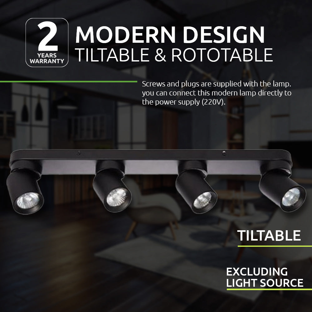 LED moderne opbouw spot zwart driedubbel gu10 fitting - kantelbaar