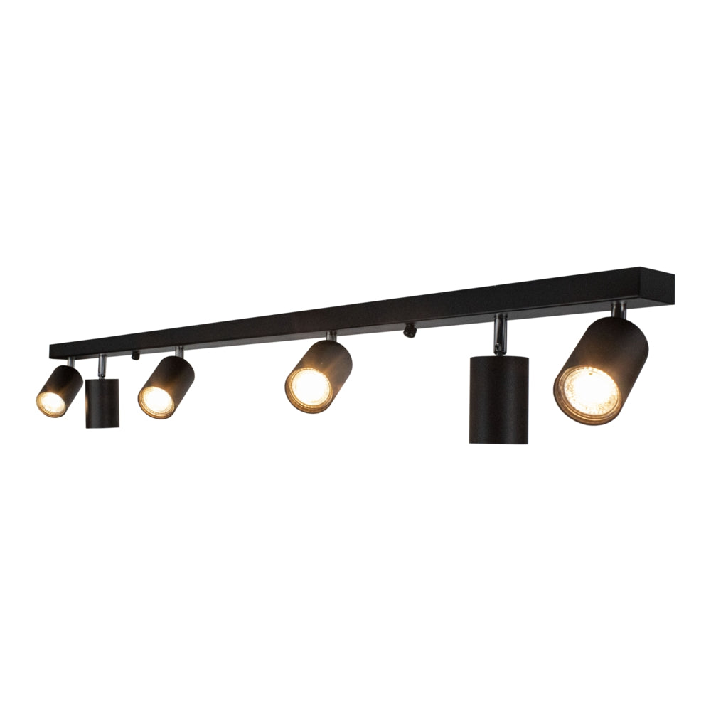 Opbouw plafondlamp zes dubbel - GU10 fitting - kantelbaar en draaibaar - met lampen