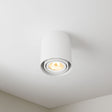 Opbouw spot armatuur wit 90x100mm Rond GU10 fitting - sfeerfoto - warm wit licht