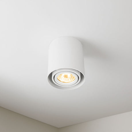 Opbouw spot armatuur wit 90x100mm Rond GU10 fitting - sfeerfoto - warm wit licht