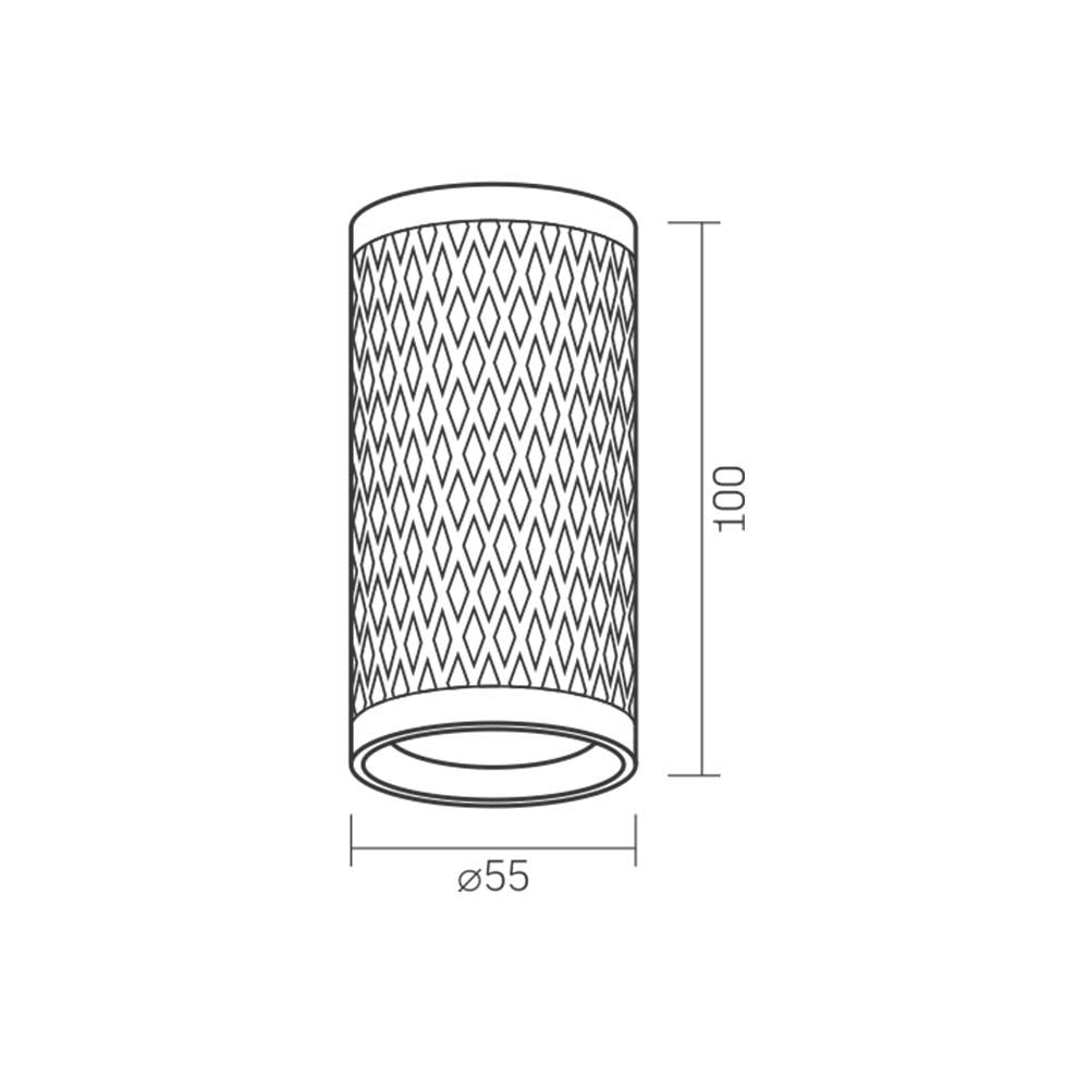 Opbouw spot armatuur zwart - 55x100mm - rond - dimbaar - GU10 fitting - niet kantelbaar - afmetingen