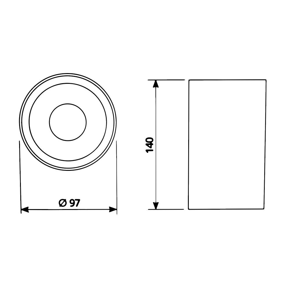 Opbouw spot armatuur zwart | 97 x 140mm | Rond | incl. GU10 fitting