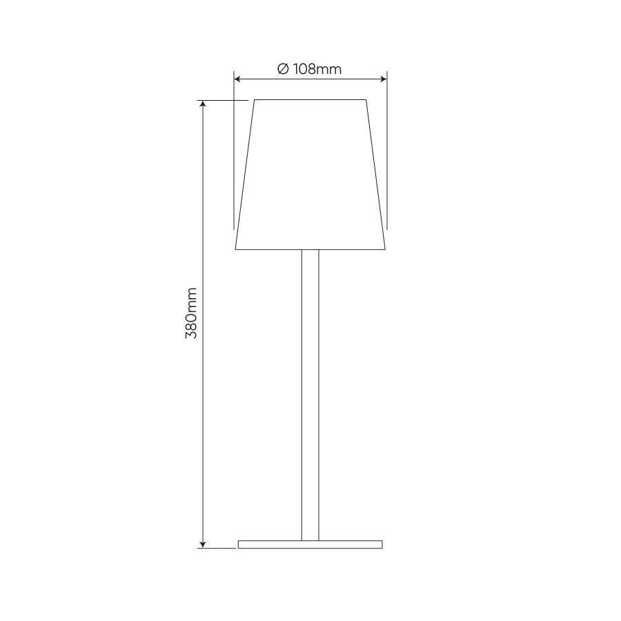 Oplaadbare tafellamp wit - 3,5W - Draadloos - Dimbaar - 3000K - Afmetingen