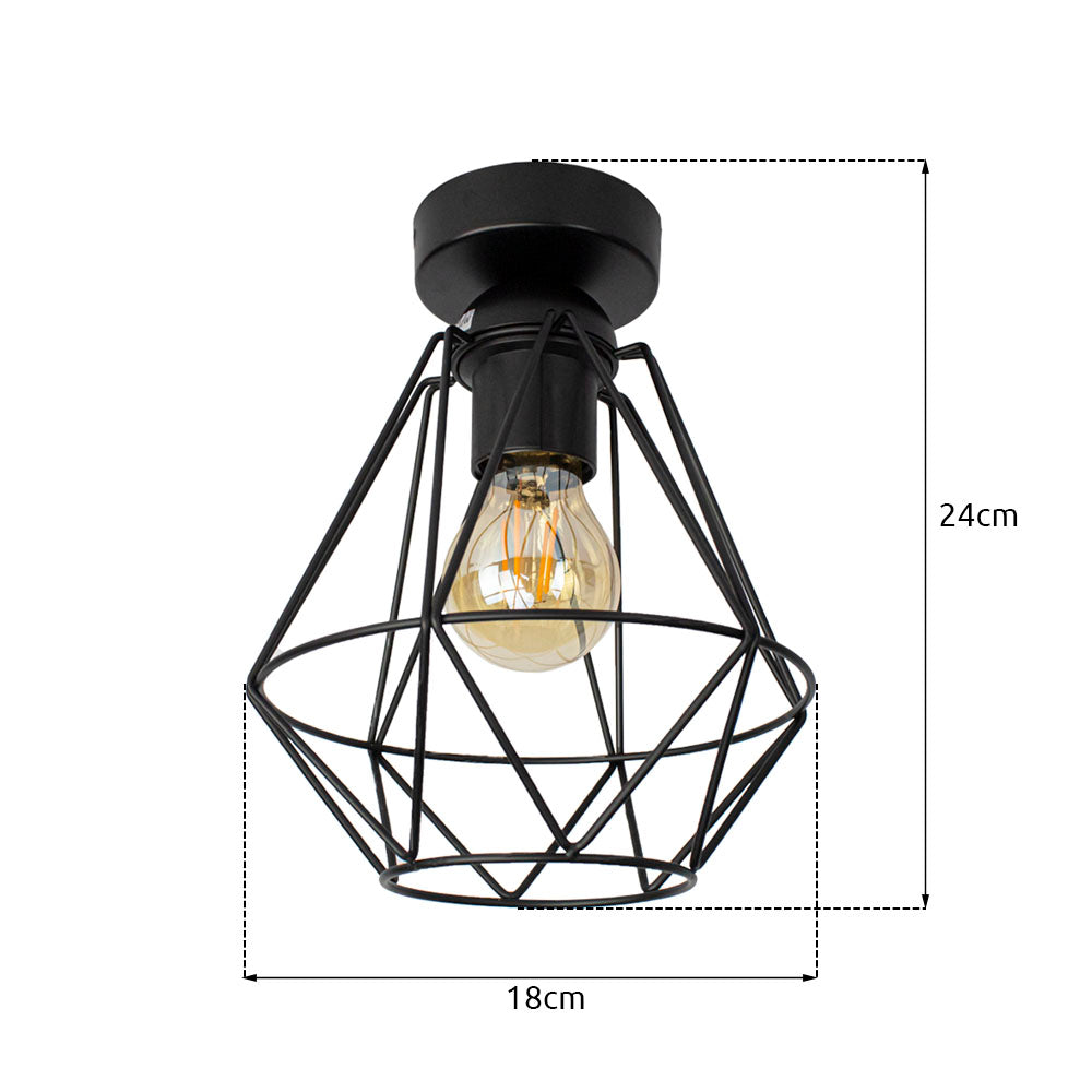 Plafondlamp Industrieel zwart Incl. dimbare E27 lamp Arthur - afmetingen