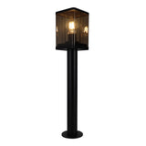 Vierkante staande buitenlamp 50CM | PC lampenkap | Zwart | E27 fitting | IP44 | Aan foto