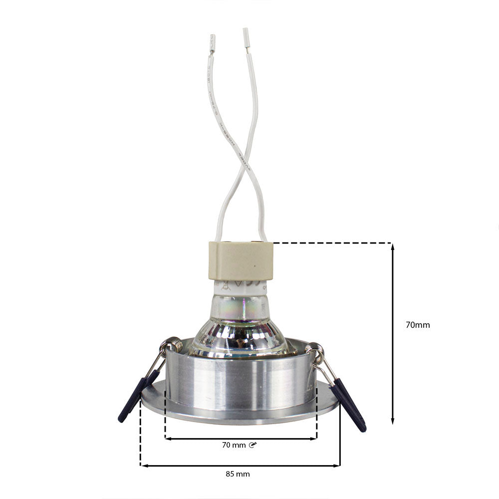 LED Spot armatuur zilver rond 70 mm kantelbaar gu10 - afmetingen